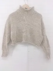 ◇ clear クリア タートルネック ショート丈 長袖 ニット セーター サイズF ベージュ系 マルチ レディース E  【1305110014589】