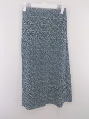 ◇ le.coeur blanc 小花柄 バックゴム ロング Aライン スカート サイズ38 ネイビー グリーン系 レディース E  【1305110017382】