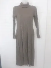 ◇ ZARA ザラ タートルネック リブニット 長袖 膝下丈 ワンピース サイズEUR S USA S MEX 26 ブラウン系 レディース E  【1305110015265】