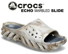 クロックス エコー マーブル スライド crocs ECHO MARBLED SLIDE BONE/MULTI 208467-2y3 サンダル ボーンマルチ マーブル