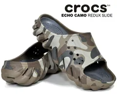 クロックス エコー カモ リダックス スライド crocs ECHO CAMO REDUX SLIDE CHARCOAL 209010-025 カモフラージュ サンダル 迷彩 メンズ
