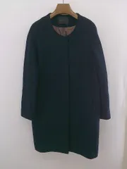 ◇ URBAN RESEARCH アーバンリサーチ ウール混 長袖 ノーカラー コート サイズF ネイビー系 レディース E  【1305110021396】