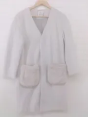 ◇ ◎ ROPE PICNIC フェイクファー付 ノーカラー　コート サイズ38 ライトグレー系 レディース E  【1305110022584】