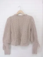 ◇ apres jour アプレジュール リボン 長袖 ニット セーター サイズF ベージュ レディース E  【1305110025172】