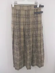 ◇ GLOBAL WORK グローバルワーク チェック ロング ギャザー スカート サイズF ベージュ系 マルチ レディース E  【1305110024762】