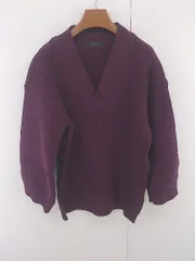◇ JEANASIS ジーナシス Vネック 長袖 ニット セーター プルオーバー サイズF バーガンディ系 レディース E  【1305120000404】