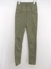 ◇ MURUA ムルーア ストライプ ストレッチ スキニー パンツ サイズ1(S) カーキ ホワイト系 レディース E  【1305110025974】