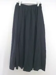 ◇ classicalelf クラシカルエルフ リネン混 ロング ギャザー スカート サイズL ネイビー レディース E  【1305110025943】