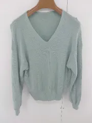 ◇ N. Natural Beauty Basic Vネック 長袖 ウール ニット カットソー サイズM グリーン レディース E  【1305120001302】