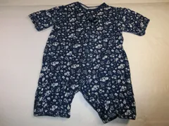 ■ロンパース 半袖 花柄 ブルー 青 白 50～60