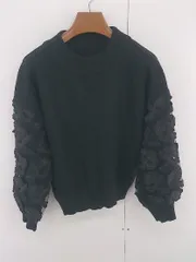 ◇ ROPE PICNIC ロペピクニック 柄 長袖 ニット セーター カットソー サイズ38 ブラック レディース E  【1305120003702】