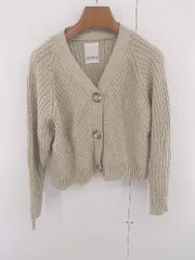 ◇ Kastane カスタネ Vネック 長袖 ニット カーディガン サイズF ベージュ系 レディース E  【1305120003580】