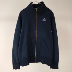 adidas アディダス フルジップ スウェット ロゴ刺繍 ブラック Lサイズ メンズ 古着 スポーツMIX ストリート