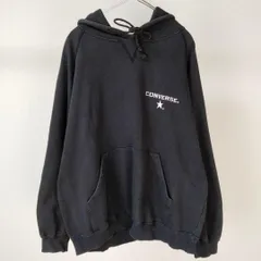 CONVERSE コンバース スウェット パーカー ロゴプリント ブラック Lサイズ メンズ 古着 ストリート アメカジ