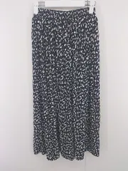 ◇ classicalelf 総柄 ウエストゴム ロング ギャザー スカート サイズM～L ブラック オフホワイト系 レディース E  【1305120005317】