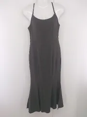 ◇ LAUIR バックリボン スリット マーメイド ロング キャミソール ワンピース サイズL ダークブラウン系 レディース E  【1305120004532】