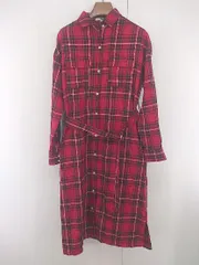 ◇ ◎ OZOC オゾック チェック 長袖 膝下丈 ワンピース サイズ38 レッド ブラック系 レディース E  【1305120004488】