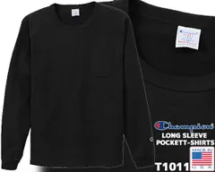 チャンピオン ロングスリーブ ポケット Tシャツ Champion LONG SLEEVE POCKET T-SHIRT MADE IN USA BLACK c5-p401-090 ヘビーウェイト T1011 ブラック 黒