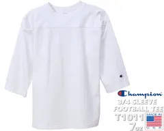 チャンピオン 3/4スリーブ フットボール Tシャツ Champion  T1011 3/4 SLEEVE FOOTBALL TEE MADE IN USA WHITE c5-p405-010 ヘビーウェイト T1011 ホワイト 白