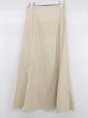 ◇ who's who Chico フーズフーチコ フェイクレザー ロング フレア スカート サイズF ベージュ レディース E  【1305120007267】