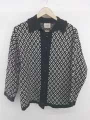 ◇ AMAIL アマイル 長袖 ニット カーディガン サイズF ホワイト ブラック レディース E  【1305120007243】