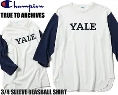 チャンピオン トゥルートゥーアーカイブス V44 3/4スリーブベースボール Tシャツ Champion TRUE TO ARCHIVES 3/4 SLEEVE BEASBALL SHIRT c3-r414 370 YALE