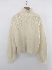 ◇ M nort エムノート ハイネック ショート丈 長袖 ニット セーター サイズF ベージュ系 レディース E  【1305120016672】