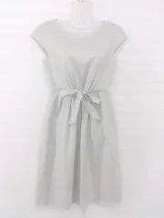 ◇ STRAWBERRY-FIELDS ストロベリーフィールズ Vネック フレンチスリーブ 膝丈 ワンピース サイズ2 グレー系 レディース E  【1305120018690】