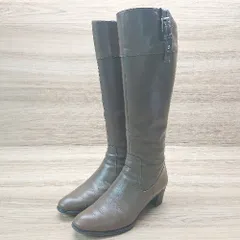 ■ KAGURA カグラ サイドジップ ヒール シンプル オシャレ ロング丈 ブーツ サイズ24.0 ブラウン系 レディース E  【1305150000757】