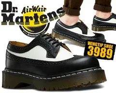 ドクターマーチン Dr.Martens Bex 3989 BROGUE SHOE BEX 34 F black&white ブラック ホワイト ツートン ウィングチップ 厚底 カジュアルシューズ  靴 レザー
