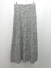 ◇ LOWRYS FARM ウエストゴム サイドジップ 裏地 ヒョウ柄 ロング丈 タイト スカート サイズF ホワイト系 レディース E  【1305150002324】