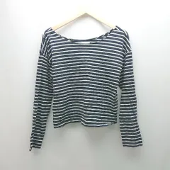 ◇ Sonny Label URBAN RESEARCH Uネック ボーダー柄 シンプル 薄手 長袖 ロングTシャツ サイズF ネイビー系 レディース E  【1305150001136】
