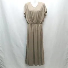 ◇ KOBE LETTUCE Vネック ウエストゴム シンプル ノースリーブ ロング丈 ワンピース サイズF ブラウン系 レディース E  【1305150002799】