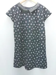 ◇ NATURAL BEAUTY BASIC 裏地 シンプル オシャレ ノースリーブ ショート丈 ワンピース サイズM ネイビー系 レディース E  【1305150002683】のサムネイル