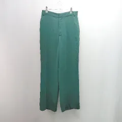 ◇ LOWRYS FARM ローリーズファーム センタープレス 無地 ウエストゴム ワイド スラックス サイズL グリーン レディース E  【1305150003543】