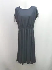 ◇ earth music&ecology ノースリ ギャザー カジュアル シンプル - ロング丈 ワンピース サイズF ネイビー レディース E  【1305150005943】