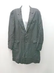 ◇ JUNRED 麻55% カジュアル ベーシック シンプル ゆったり 薄手 春物 長袖 ジャケット サイズS ブラック メンズ E  【1305150005936】