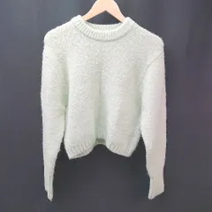 ◇ ZARA ニット クルーネック 厚手 秋冬物 カジュアル シンプル 長袖 セーター サイズL グリーン レディース E  【1305150005240】