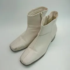 ■ moment+ スクエアトゥ サイドジップ カジュアル シンプル ベーシック ショート ブーツ サイズM ベージュ レディース E  【1305150004984】