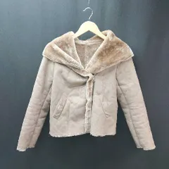 ◇ 美品 SCOT CLUB スエード調生地 裏短起毛ファー ﾌﾜｻﾗ 長袖 フーデッドジップジャケット サイズ38 ブラウン レディース E  【1305150006926】