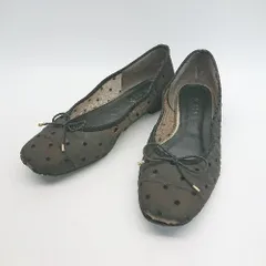 ◇ LETALON ドット柄 リボン カジュアル シンプル フェミニン ぺたんこ バレエシューズ サイズ22.5 ブラック レディース E  【1305150006179】