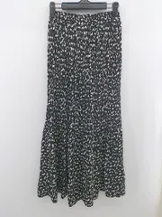 ◇ classicalelf クラシカルエルフ マルチ柄 綺麗め プリーツ ロング フレア スカート サイズM-L ブラック系 レディース E  【1305150008999】