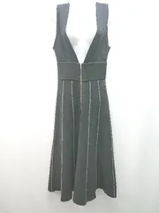 ◇ LAGNAMOON 上品 フレアスカート ニット ｽﾄﾗｲﾌﾟ - ロング ジャンパースカート ワンピース サイズM ﾌﾞﾗｯｸ レディース E  【1305150011364】