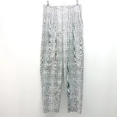 ◇ LOWRYS FARM チェック柄 ハイウエストデザイン テーパード タックパンツ サイズM グレー レディース E  【1305150011357】