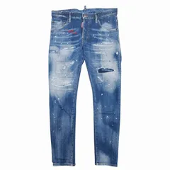 極美品 22ss ディースクエアード DSQUARED2 Skater Jean ダメージ加工 クラッシュ ペイント スケーター デニム パンツ ジーンズ ジーパン Gパン ウォッシュ S71LB1029 サイズ46 インディゴ ブルー メンズ/