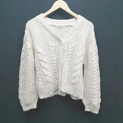 ◇ GLOBAL WORK グローバルワーク ニット 冬物 ショート丈 Vネック 長袖 カーディガン サイズL アイボリー レディース E  【1305150013351】