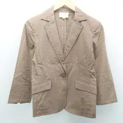 ◇ NATURAL BEAUTY BASIC 無地 シンプル シングル 裏地なし 長袖 テーラードジャケット サイズ38 ブラウン レディース E  【1305150014570】