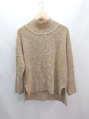 ◇ AZUL BY MOUSSY アズール ハイネック リブ サイドスリット 長袖 ニット サイズS ブラウン レディース E  【1305150014372】