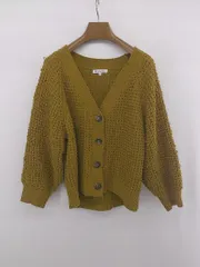 ◇ GLOBAL WORK グローバルワーク モールニット 長袖 カーディガン サイズM マスタード イエロー系 レディース E  【中古】 【1305160000914】