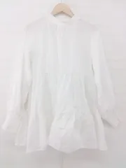 ◇ kutir スタンドカラー ティアード シンプル 長袖 ミニ チュニック ワンピース サイズF ホワイト レディース E  【中古】 【1305160001690】